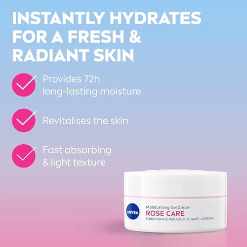 NIVEA Rose Care Moisturising Gel Cream (50 ml), Hydrating Gel Face Cream with Rose Water and Hyaluronic Acid, 72H Moisture Formula, Moisturiser for Soft and Radiant Skin — view 2
