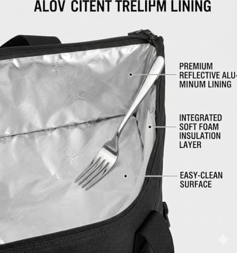 Tzvosxm 20L Foldable Cooler Bag Insulated Leakproof Black Lunch Bag — view 3