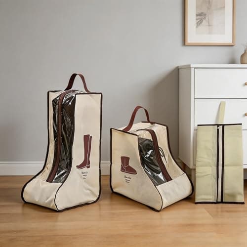 3 Pcs Boot Storage,Short and Tall Boots Storages,Portable Protector Bag Dust Proof Travel Shoe Bags with Handle Boots Organizer for Packing Travel and Daily Use — view 6
