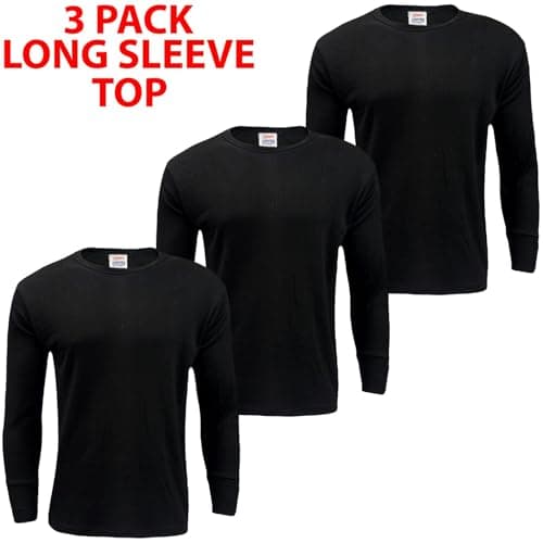 Gaffer 3 Pack Mens Thermal Top Set Long Sleeve T-Shirts Warm Baselayer Inner Underwear Vest Winter Ski Wear for Outdoor Work, Travel, and Cold Weather Black 3 Pack Long Sleeve Top XL — view 2