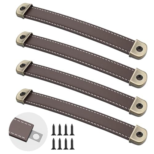 Classicseali 4 Pcs Leather Handles,Leather Drawer Pulls with Screws