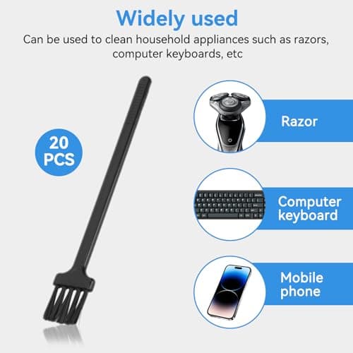 Agatige 20 Pcs Electric Shaver Cleaning Brushes, Razors Brush Set, Trimmer Cleaner Brush with Long Handle for Computer Keyboard Shaver Appliance and More — view 5