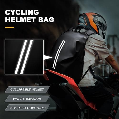 WEPLAN Helmet Backpack Mens Womens Motorcycle Backpack Motorbike Helmet Bag Waterproof Motorcycle Rucksack Backpacks for Men Women Travel Backpacks,Black L — view 5