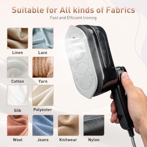 Travel Steamer for Clothes， 4-Speed Steam Adjustable Handheld Iron with LCD Display Screen, 5S Rapid Preheating 1300W Clothes Hanging Ironing Machine, Suitable for Home, Dormitory & Travel (Black) — view 5