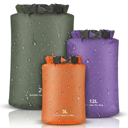VLUNT Waterproof Dry Bag Set 3 Pcs Roll-Top Stormlight Dry Bags 3L,12L, 20L