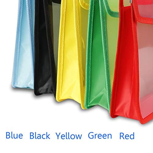 5 Pcs Plastic Wallet Folders with Popper - Document Pockets with Button, Plastic Envelope Wallets Files for A4 documents Papers,Red Blue Yellow Green Black - Pack of 5 — view 3