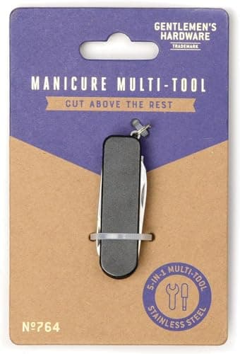 Gentlemen's Hardware 5-in-1 Multi-Tool Mini Stainless Steel Manicure Kit Pocket Tool with Key Ring, Cut Above The Rest