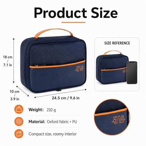 FAVORTALK Travel Organiser Double Layer Multipurpose Electronic Organizer with DIY Storage Area Waterproof Accessories Bag for Cable SD Cards Charger Power Bank etc, Navy Blue B21513 — view 5