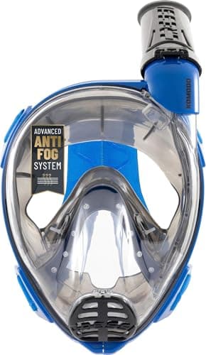 Cressi Komodo Full Face Snorkel Mask Dry Splash System, Blue/Black, M/L — view 2
