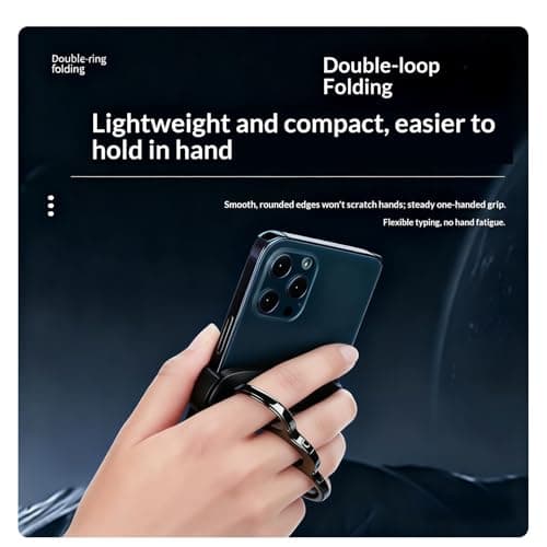 Leeneen Three-Finger Back Clip Holder, Multipurpose 360° Rotation Foldable Metal Phone Grip Stand,Back Clip Mount Mobile Support,Ring Holder for Phone Case for Car Offic (black) — view 6