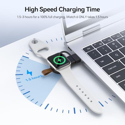 NEWDERY Portable Charger for Apple Watch 10, Fast Wireless Charging USB C&USB A Magnetic iWatch Travel Charger for Apple Watch Ultra2/1 Series 10 9 8 7 6 5 4 3 2 1 SE, Black — view 4