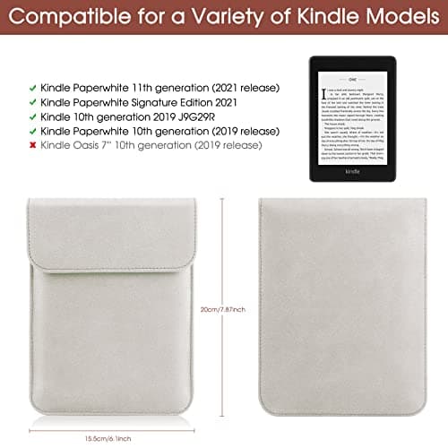 HoYiXi Sleeve Case for 6",6.8",7 Inch Kindle Paperwhite/Colorsoft/Signature Edition 2024-2012 Sleeve Bag Pouch Cover Case for 6 Inch - 6.8 Inch Kobo/Tolino/Pocketbook ebook Reader - Beige — view 2