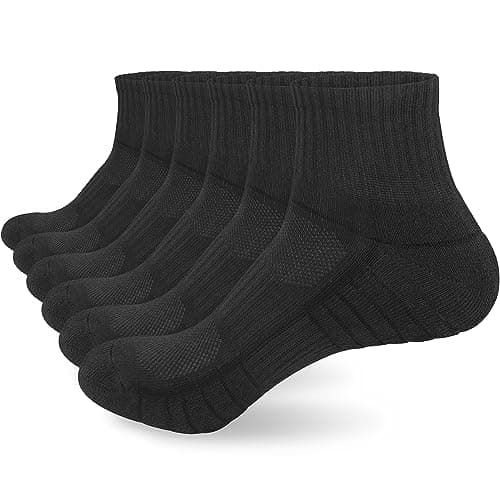 ouhos 3 Pairs Womens Trainer Ankle Running Socks, Ladies Cushioned Anti Blister Sports Socks, Cotton Walking Gym Work Socks, Size 4-7
