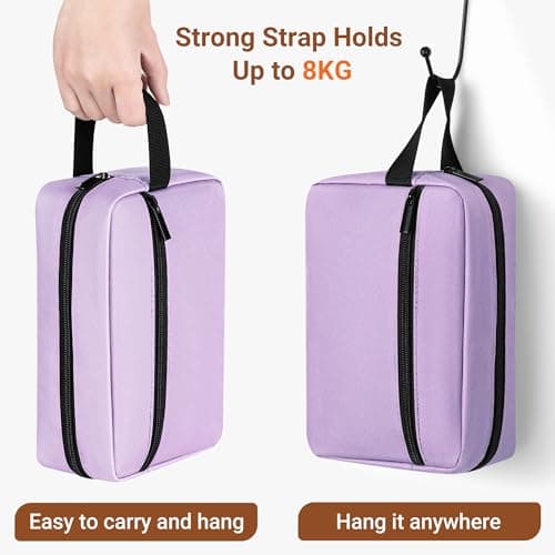 Elviros Travel Toiletry Bag for Women and Men, Lightweight Makeup Bag Hanging Dopp Kit with Shaving Compartment Cosmetic Organizer Small Tool Bag Travel Essentials, Gifts for Women, Lavender Purple — view 3