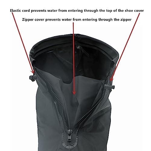 Sepikvin Waterproof Shoe Covers, Non-Slip Foldable Overshoes with Zipper Keep Your Shoes Dry for Cycling Bowling Walking in Rain and Snow (L) — view 3