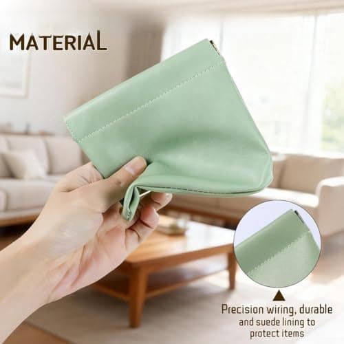 ZAMETTER 4PCS Mint Leather Cosmetic Pouches Waterproof Makeup Organizer Bags with Snap Closure for Women Jewelry Storage Travel Essentials 12x11.5cm — view 4