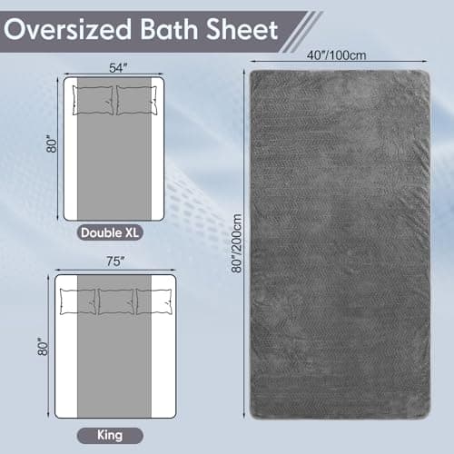 SmoothNovelty 2 Pack 40 x 80 Inch Jumbo Bath Towels Set, Oversized Quick Dry Coral Fleece Bath Sheets, Absorbent and Soft, Lightweight Towels for Home, Gym, Travel, Beach (Gray) — view 2