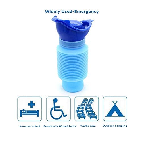 Yuhtech Emergency Urinal, Portable Reusable Shrinkable Camping Portable Toilet Urine Bottle Bag Travel Potty Urine Funnel for Unisex Men Women Kids — view 4
