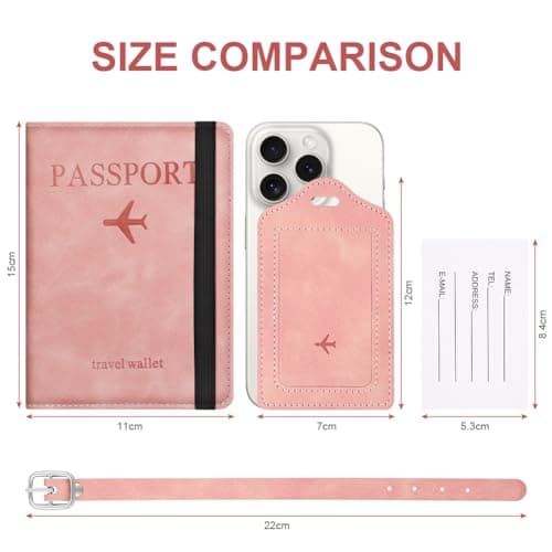 APXEL Passport Cover and Suitcase Tag Set, PU Leather Passport Covers — view 2