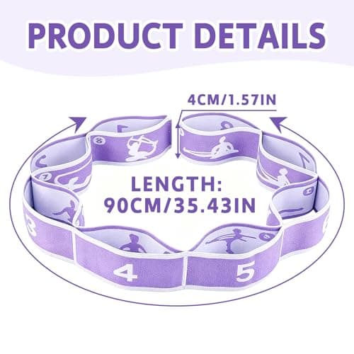 1 Pcs Yoga Straps with 8 Adjustable Loops,Stretching Bands,Gymnastics Stretch Band Kids,Stretch Bands for Exercise,Leg and Hamstring Stretcher,for Gymnastics,Pilates,Yoga,Dance,Fitness Resistance — view 2
