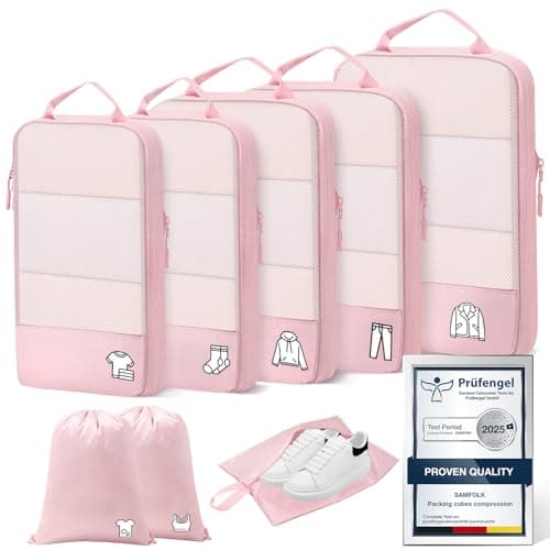 Compression Packing Cubes for Suitcases, Ultralight 8 Set Packing Cubes for Backpack Waterproof Luggage Packing Organizers