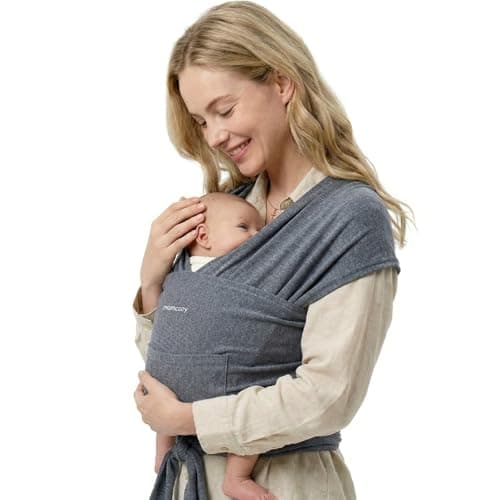Momcozy Baby Wrap Carrier for 3.6-15kg, Adjustable Sling for Newborn, Grey