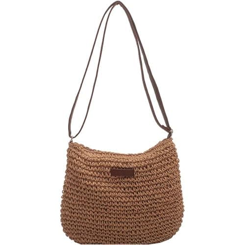 Yunzhou1230 Straw Bag for Women, Summer Straws Beach Bag with Zip & Adjustable Strap, Bohemian Weave Holiday Handbag, Straw Crossbody Bag for Travel, Crochet Handbags for Summer Holidays — view 4