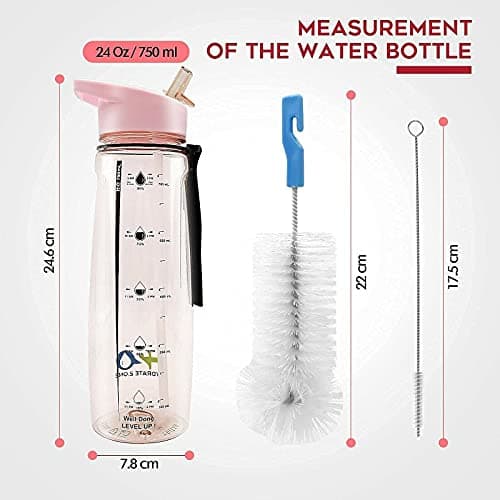 HYDRATE 2.ONE Water Bottle - 750ml Leakproof BPA-Free Sports Bottle with Straw, Time Markings, and Motivational Design - Ideal for Gym, Men, Women, and Kids - Reusable and Eco-Friendly — view 5