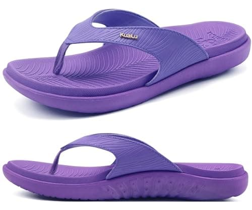 KuaiLu Womens Arch Support Flip Flops Yoga Mat Cushioned Orthopedic Sandals