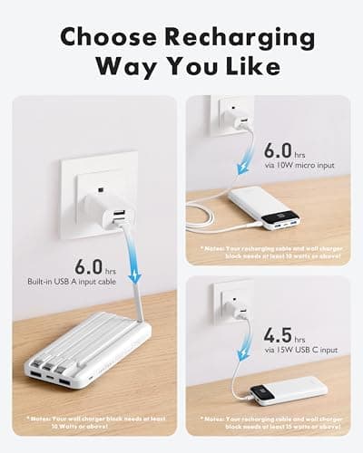 Charmast Power Bank with Built in Cables X 4, 10000mAh Portable Charger — view 4