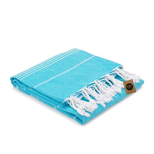 KZY LONDON Beach Towel - Large Turkish Beach Towels for Camping, Swimming, Bath, Gym, Picnic - Quick Dry, Super Absorbent, Lightweight, Compact Cotton Hammam Towels for Adults, Men, Kids (Turquoise) — view 2