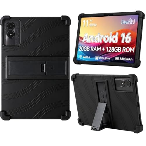 Silicone Case for 11 inch Android Tablet case,Soft Friendly Cover for Android 16 Tablet 11 inch 2026,Case for Android 15 Tablet 11 inch 2025,Adjustable Stand (Black)