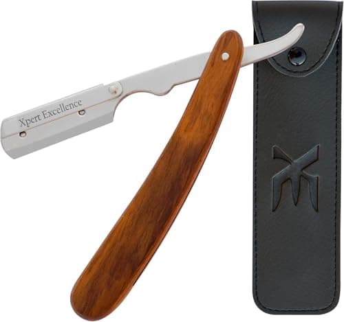 XE Barber Cut Throat Razor Kit – Single Edge Barber Shaping Tool with Wooden Handle Straight Edge Cut Throat Razor – Ideal for Beard and Moustache Shaving – Blades not Included