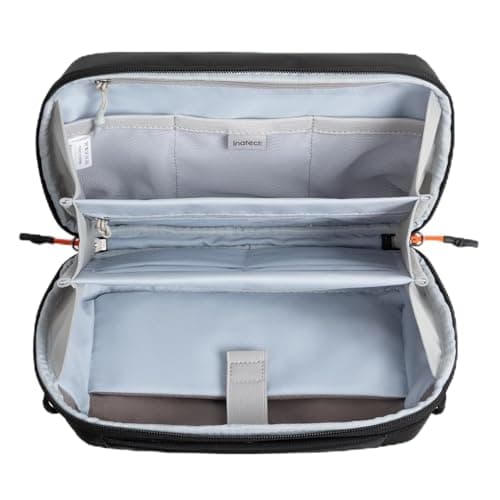 Inateck Portable Cable Organiser Bag with Shoulder Strap, Splash-Resistant Travel Accessory Electronics Bag for Essentials, for Charger, Power Banks, Hubs, M, Black
