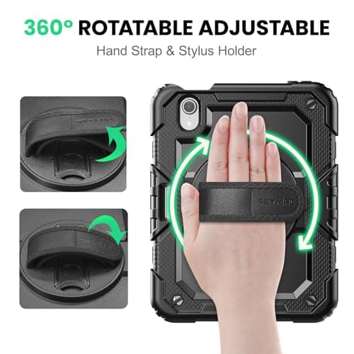 SEYMAC Case for iPad Mini 7th/6th 8.3 inch 2024/2021 (A17 pro), Black — view 4