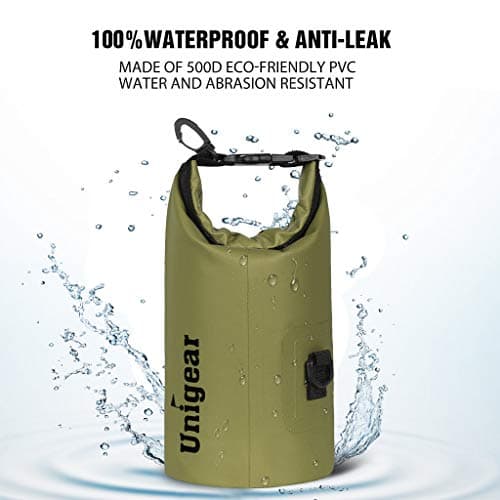 Unigear Dry Bag 2L/5L/10L/20L/30L/40L Waterproof Dry Sack Roll Top with Phone Case and Long Adjustable Shoulder Strap for Boating/Kayaking/Fishing/Rafting/Swimming/Camping/Snowboarding — view 2