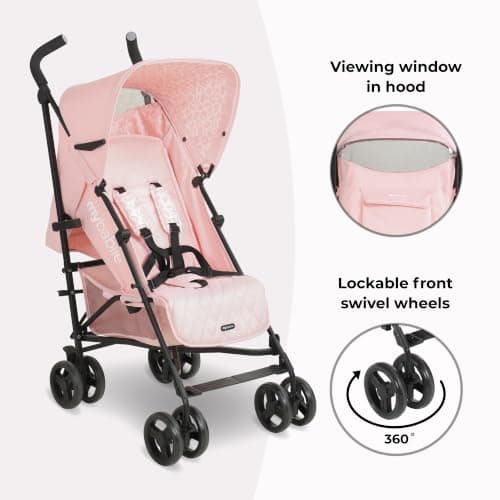 My Babiie MB01 Stroller - from Birth to 4 Years (22kg), Lightweight & Compact Umbrella Fold, Travel Buggy for Toddlers - Pink Leopard — view 3