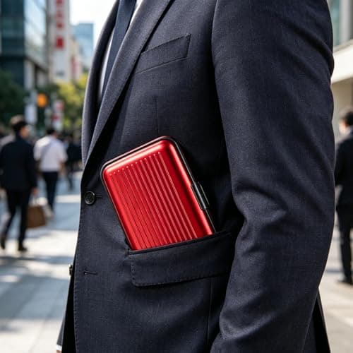 ASREJUR 3PCS RFID Blocking Credit Card Holder,Card Protector, Aluminium Cards Wallets for Men & Women, Metal ID Organiser Wallet with 6 Slots,Compact and Convenient, Travel Wallet(Red, Silver,Black) — view 5