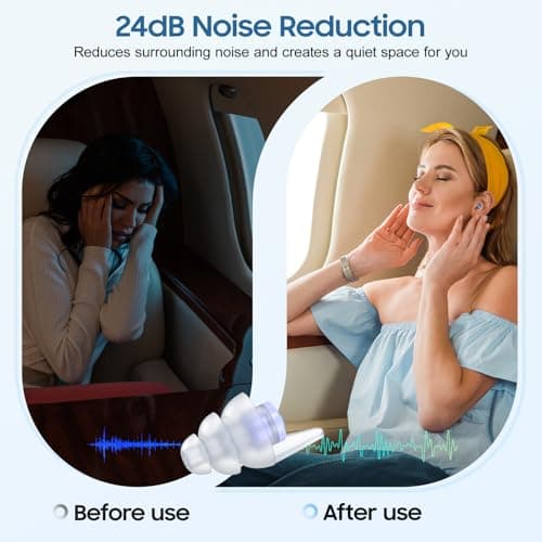 Hearprotek Ear Plugs for Flying, 2 Pairs Reusable Silicone Flight 24db Noise Reduction Earplugs for Air Pressure with Carrying Case, Travel Essentials for Adults M&L Size — view 3