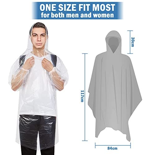 6 Pack Disposable Rain Poncho,Waterproof Emergency Raincoats with Hoods — view 2