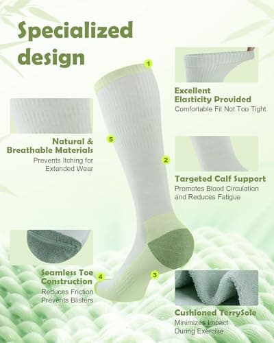 SukModen Bamboo Compression Socks for Women & Men, 2 Pairs, 15–20mmHg — view 4