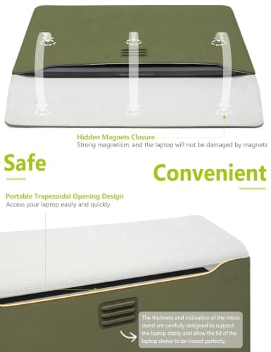 HYZUO 13.3-14 Inch Laptop Case Sleeve with Adjustable Stand, Olive Green — view 4