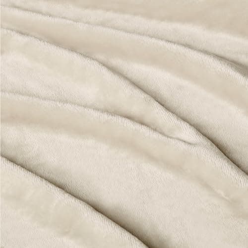Amazon Basics Soft Fluffy Fleece Throw Blanket, Cosy Not Heated Sofa Throw, 127 x 152 cm, Beige | Soft, fluffy, warm, cuddly blanket, for couch and sofa — view 4