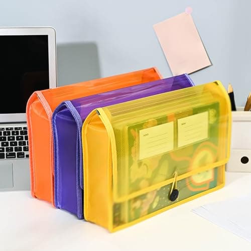 Document Folder, A4 Waterproof Plastic File Folders, Document Wallet Files Folder, Stationery and Office Supplies, Large Capacity File Organizer for School Home Office (Beige) — view 6