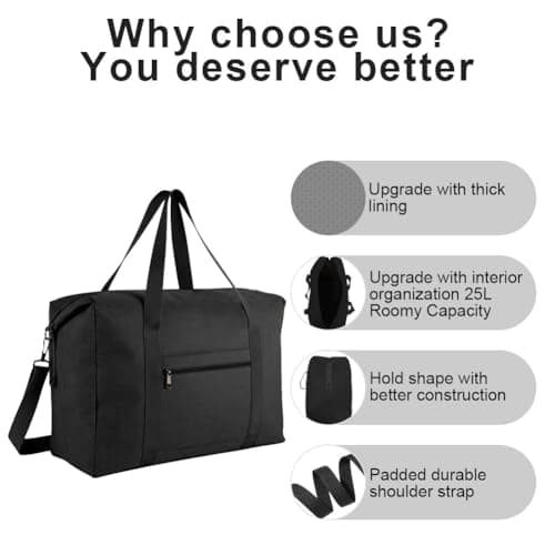 HOTUT Portable Travel Duffel Bag,44x30x19 Underseat Foldable Travel Bag — view 3
