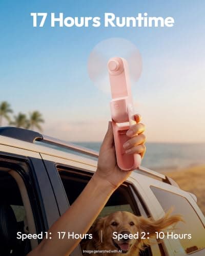 gaiatop Portable Handheld Fan, 3 in 1 Mini Fan Handheld [17h Max Cooling], Foldable Personal Fans Pocket Design, USB Travel Fans Portable, Lash Trip Summer Essential Cute Gifts for Women Girl, Pink — view 3