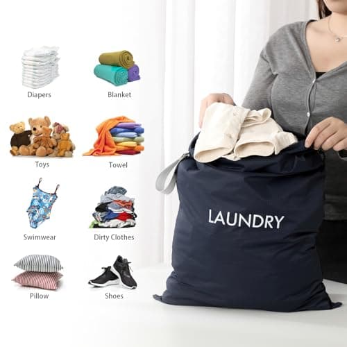 WiseBoy Travel Laundry Bags with Zips, 2 Pack Dirty Laundry Bag for Travel — view 3