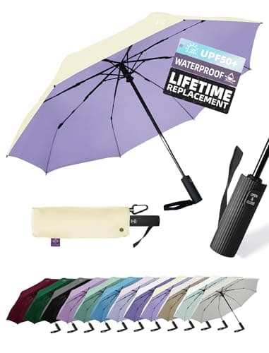 LILAC UPF 100+ Sun Protection Parasol, Windproof Auto Umbrella
