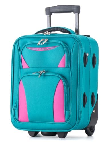 DK Luggage 40x30x20 Underseat Cabin Suitcase, Ryanair EasyJet Eurowings Wizz Air Vueling & easyJet Carry on Cabin Suitcase, 24L Travel Bag Lightweight Hand Luggage 2 Wheel DK16 (Aqua, Underseat)