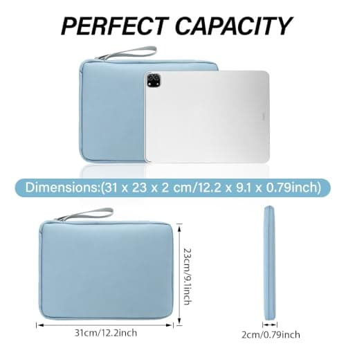 Hittriu 12.9 Inch Tablet Sleeve, Water-Resistant Tablet Case with Handle, Tablet Sleeve with 3 Compartments & Pen Holder, Protective Tablet Carry Bag for iPad Pro 12.9, School, Office & Travel (Blue) — view 6